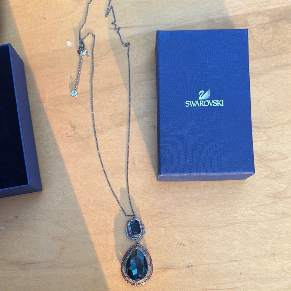 Swarovski Teal and Silver Teardrop Necklace